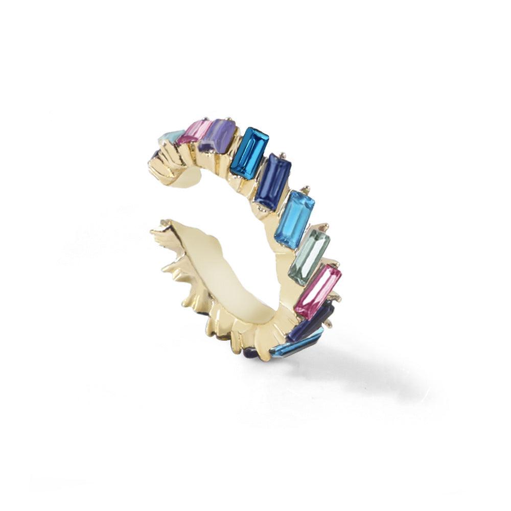 Multicolor glass diamond C-shaped earrings - melvincucci