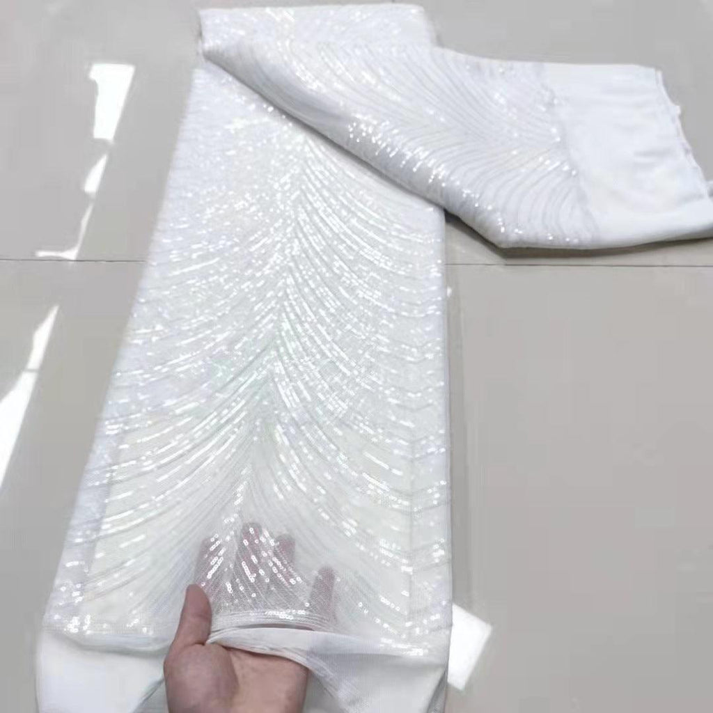 Full Sequin Lace Fashion Wedding Dress Mesh Fabric - melvincucci