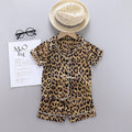Children's Homewear Leopard Print Ice Silk Pajamas Short Sleeve Set - melvincucci