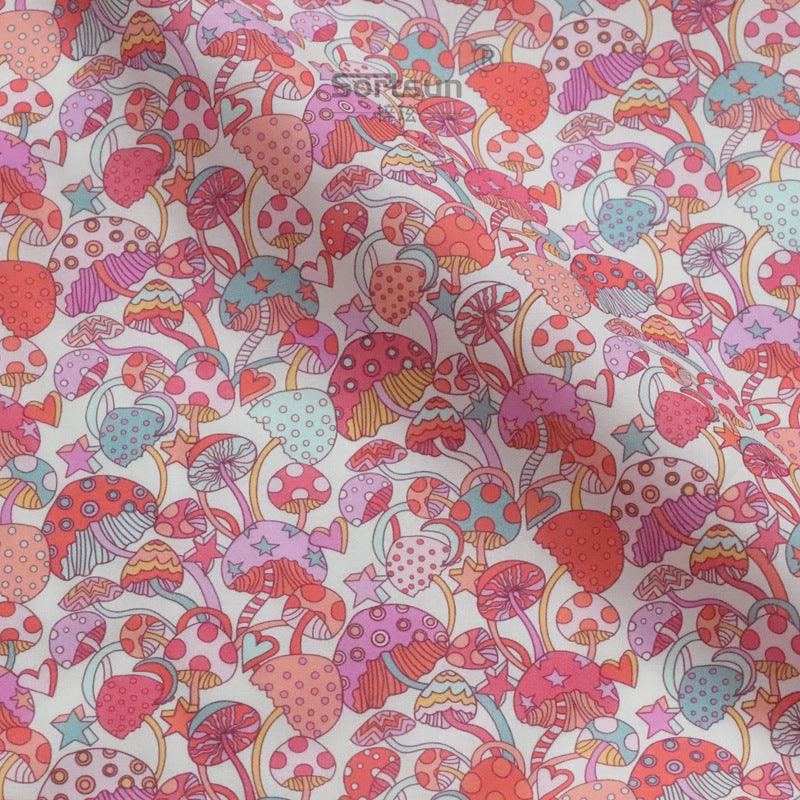 Blue Color Mushroom Long-fiber Cotton Printing Baby Girl's Clothing Dress Fabric Fabric - melvincucci
