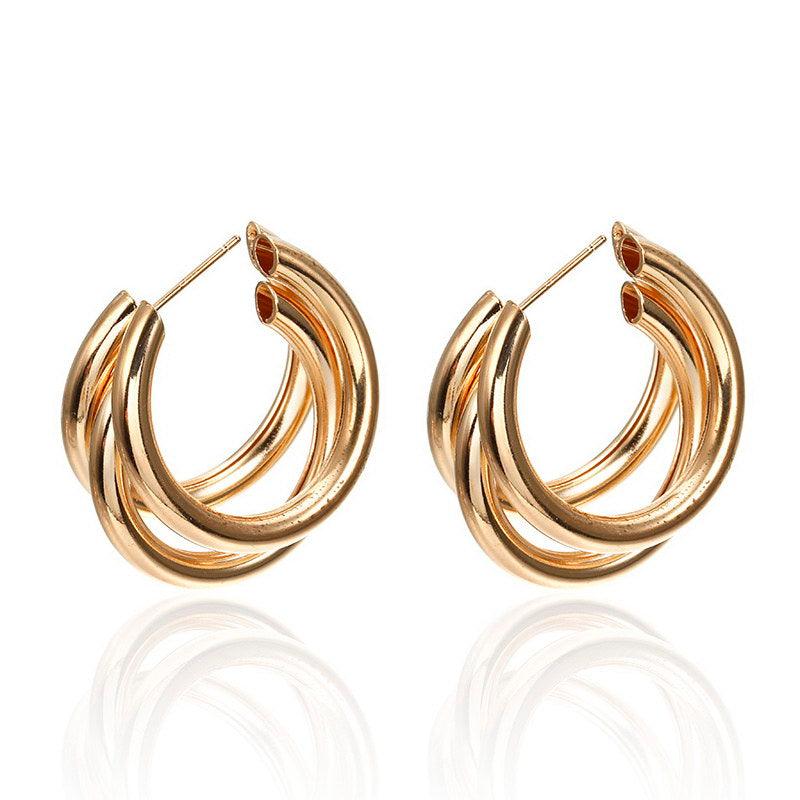 New Style Earrings Personality Cold Wind Metal Ring Ear Buckle Earrings Female C-shaped Earrings Earrings - melvincucci