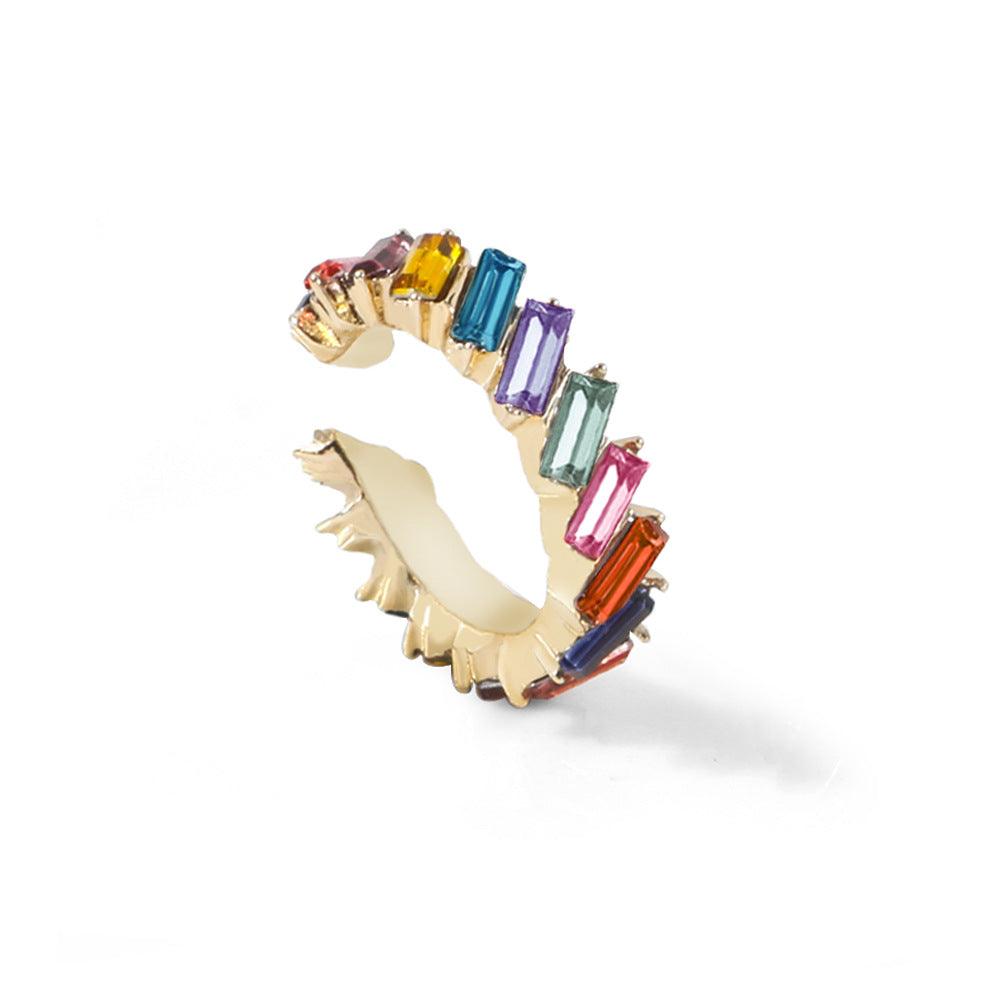 Multicolor glass diamond C-shaped earrings - melvincucci
