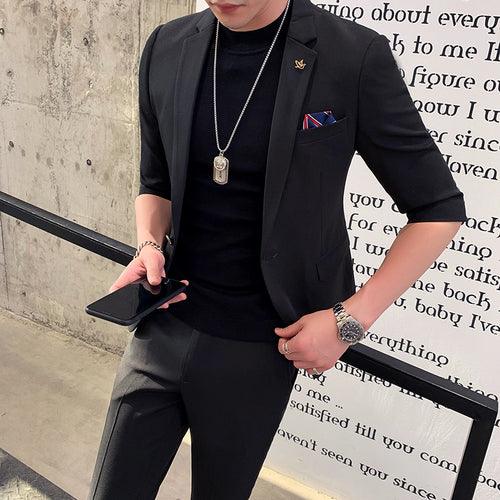 Two-piece Suit With Three-quarter Sleeves And Single Button - melvincucci