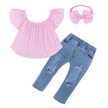 Girls Tube Top Short Sleeve Denim Suit - melvincucci