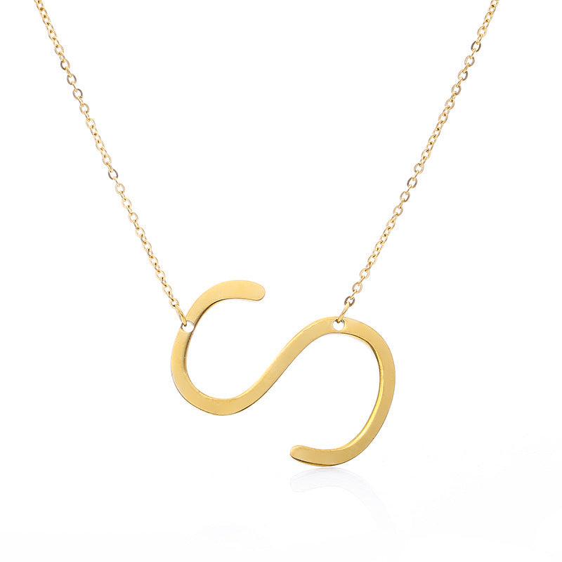 Fabulous Rose Gold Plated Stainless Steel Initial Letter Pendant Necklace - melvincucci