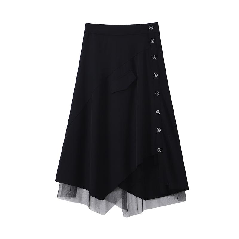 Irregular Plaid Skirt Women High Waist Long Skirt - melvincucci