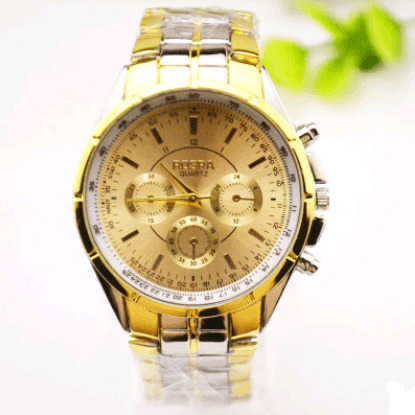 Three-eye six-needle fashion steel belt watch men's steel belt watch - melvincucci