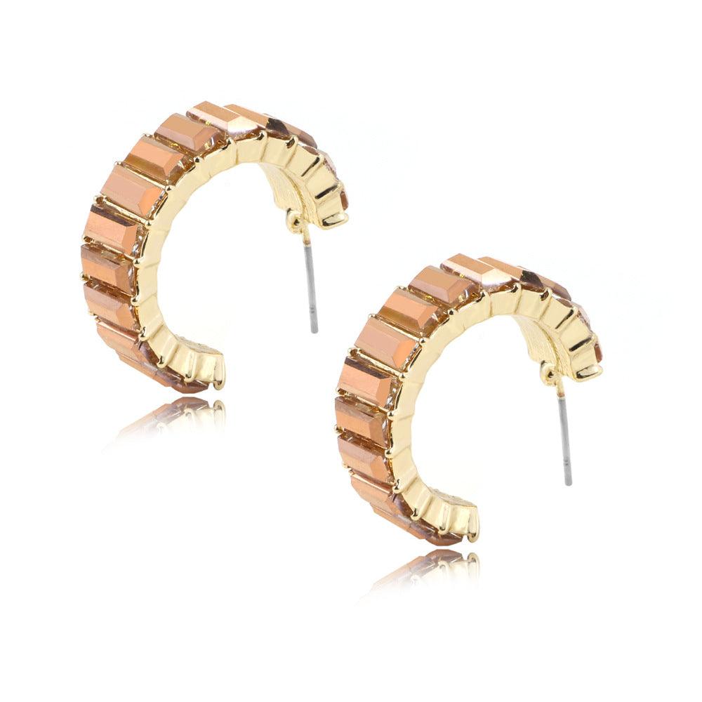 Multicolor glass diamond C-shaped earrings - melvincucci