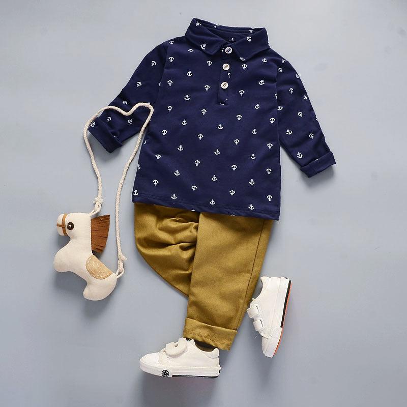 POLO Anchor Long-sleeved Shirt Trousers Two-piece Suit - melvincucci
