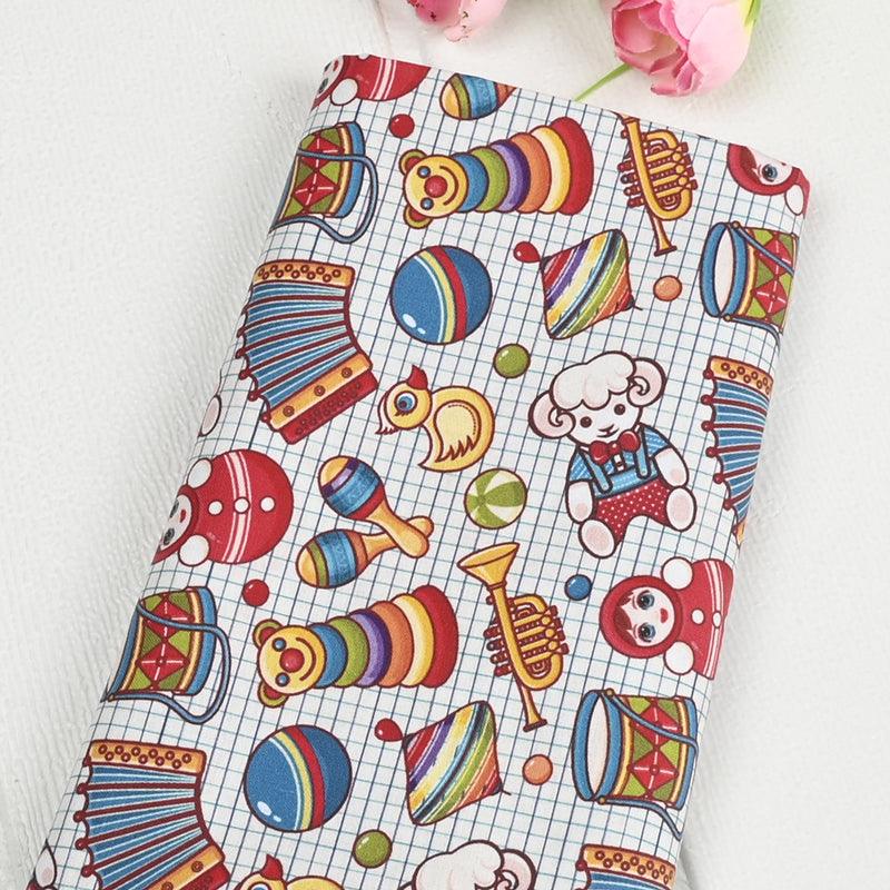 Plain Cotton Fabric Retro Nostalgic Toy Printing Fabric Handmade DIY - melvincucci