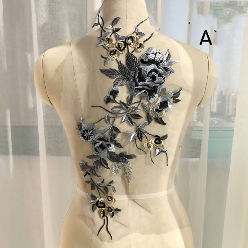 Dress Evening Dress Accessories Lace Fabric Multicolor Computer Embroidered Children's Clothing Decoration