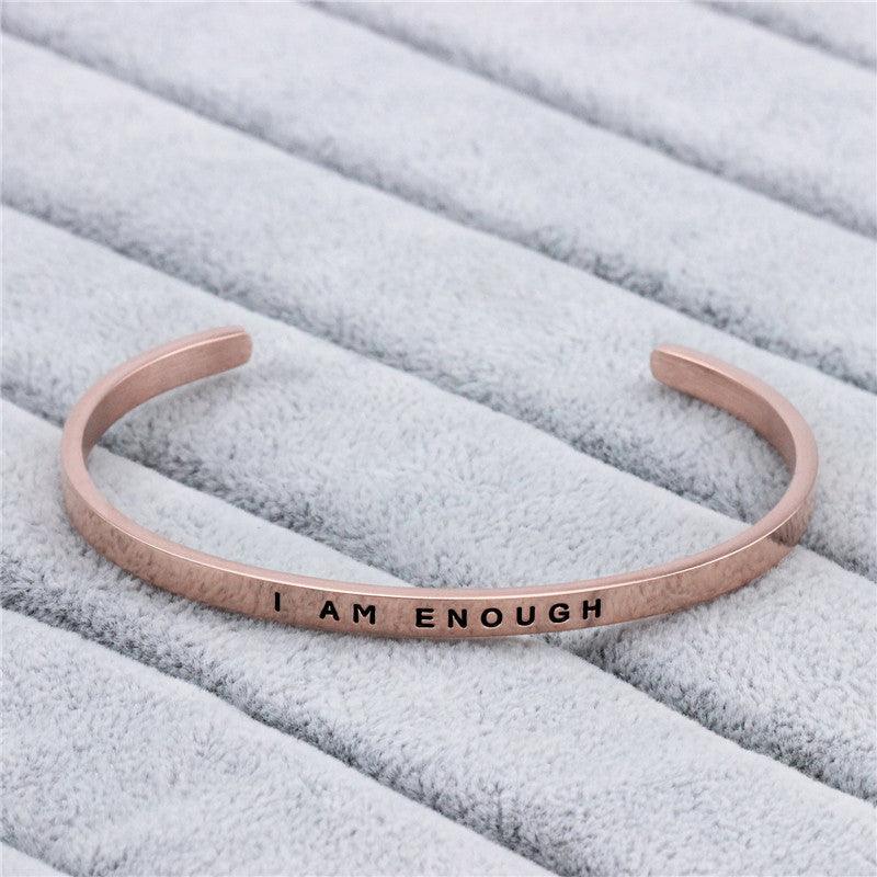 Fashion Letter I AM ENOUGH 4MM Bracelet C Shape - melvincucci