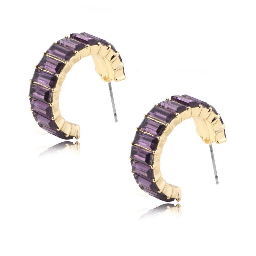 Multicolor glass diamond C-shaped earrings - melvincucci
