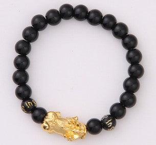 Obsidian 18K Gold Bracelet six brave words on hand and little Pearl transport gifts wholesale - melvincucci