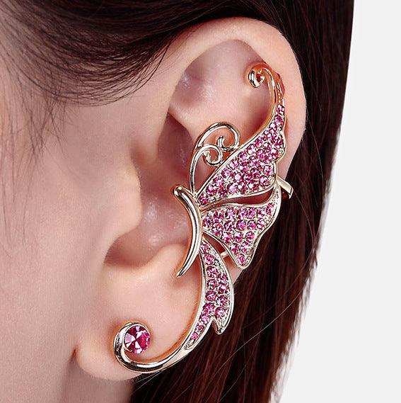 Ladies Exaggerated Full Diamond Butterfly Earrings - melvincucci