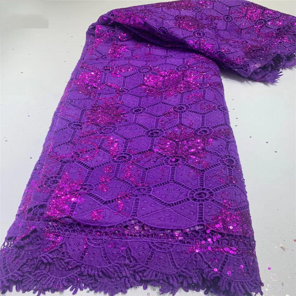 Sequin Lace Water Soluble Embroidered Lace Evening Wedding Dress Fabric - melvincucci