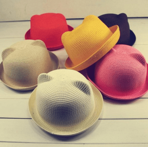 Summer hat Korean cute cat ears straw hat sun hat sun hat - melvincucci