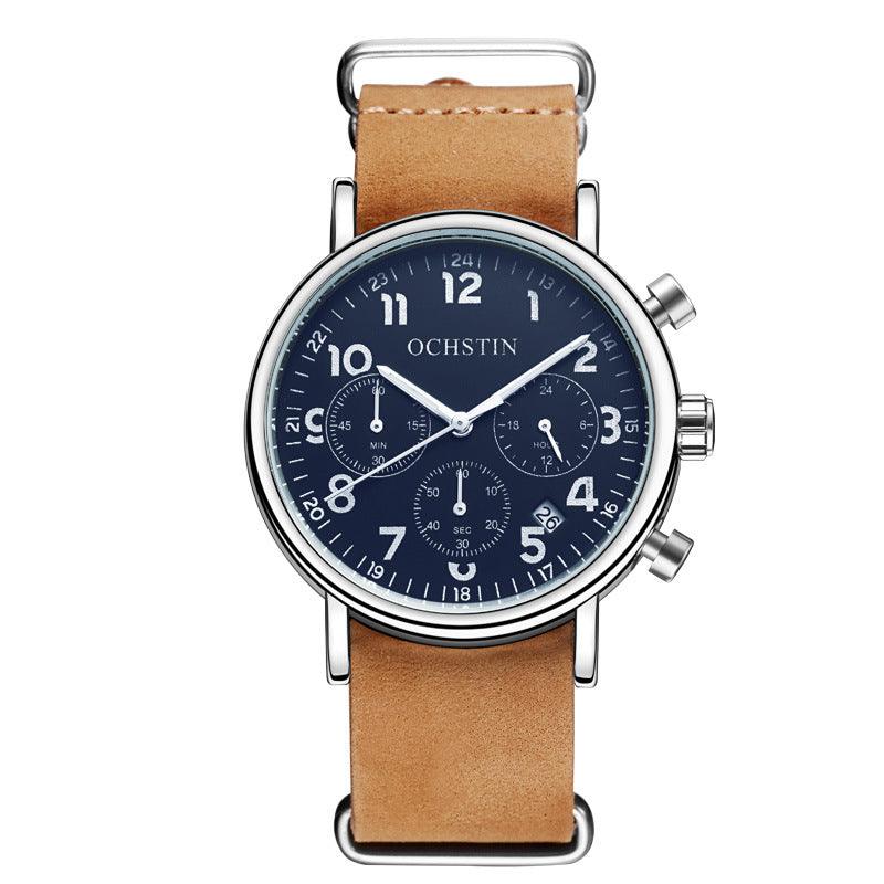 Multi-function three-eye calendar quartz watch - melvincucci