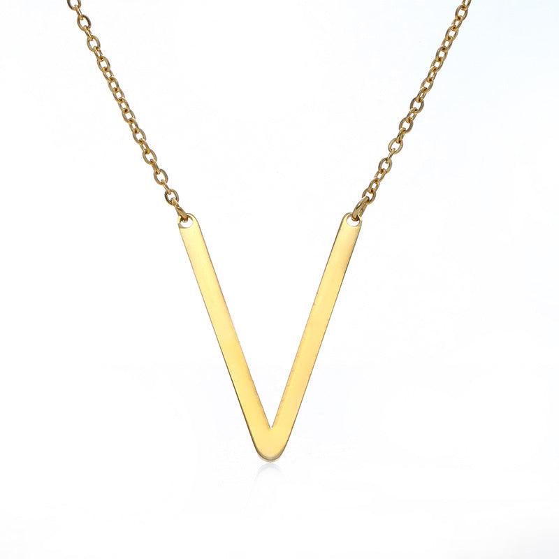 Fabulous Rose Gold Plated Stainless Steel Initial Letter Pendant Necklace - melvincucci