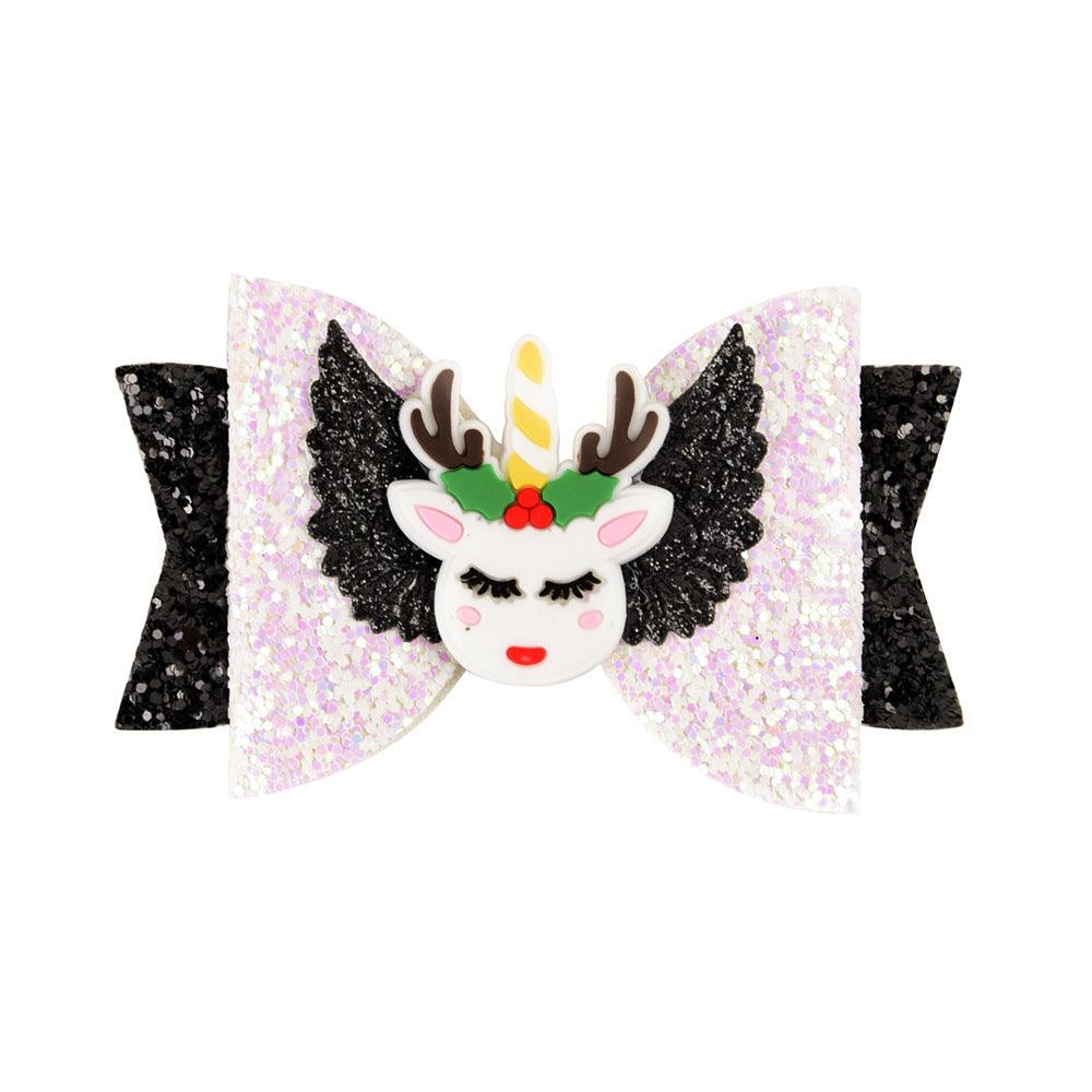 Bright Glitter Children Hair Clips Kids Fairy Bow Princess Hairgrips Flexible Hair Bow Headwear - melvincucci