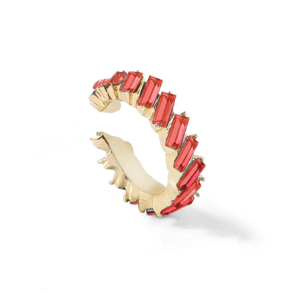 Multicolor glass diamond C-shaped earrings - melvincucci