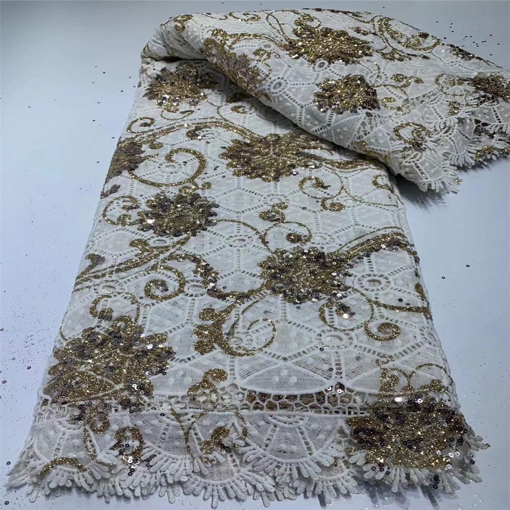 Sequin Lace Water Soluble Embroidered Lace Evening Wedding Dress Fabric - melvincucci