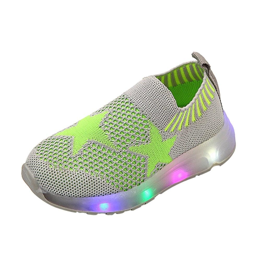 Children's Light Shoes Girls Casual Shoes Girls Flying Weaving Shoes Stars Shoes Shoes Children's Shoes Net Shoes - melvincucci