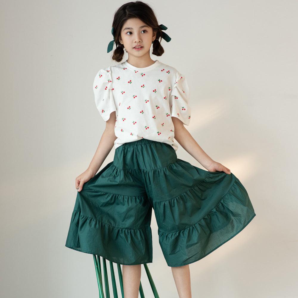 Korean Version Of Morandi Culottes Set Women's Big Kids Casual Pants Set - melvincucci