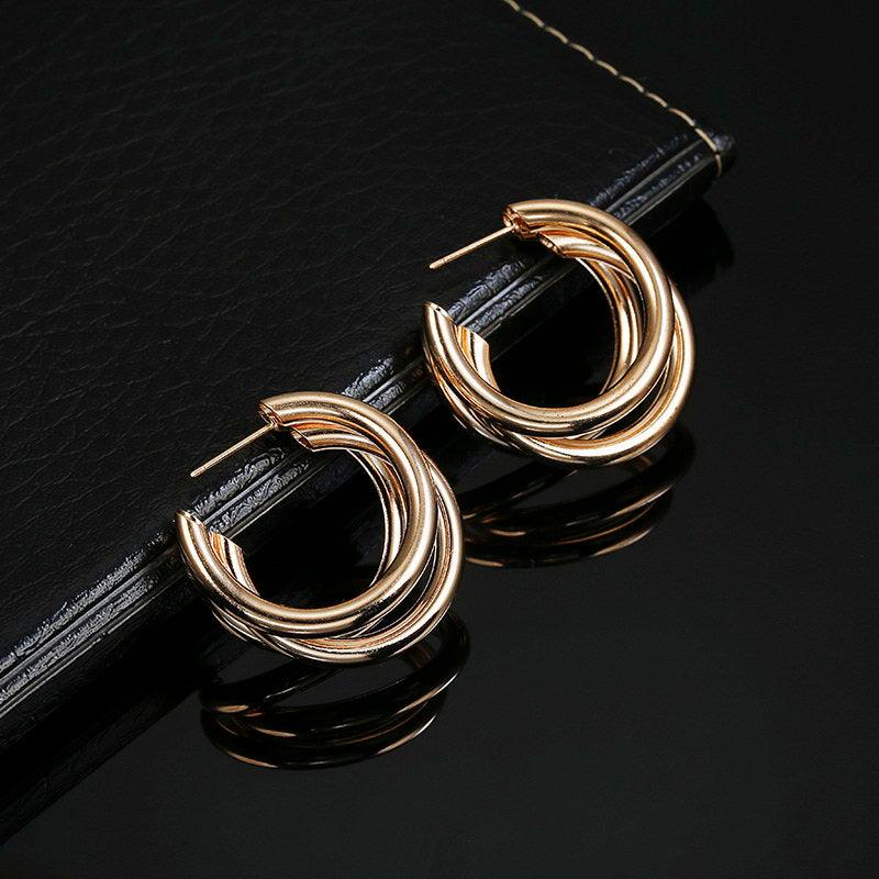New Style Earrings Personality Cold Wind Metal Ring Ear Buckle Earrings Female C-shaped Earrings Earrings - melvincucci