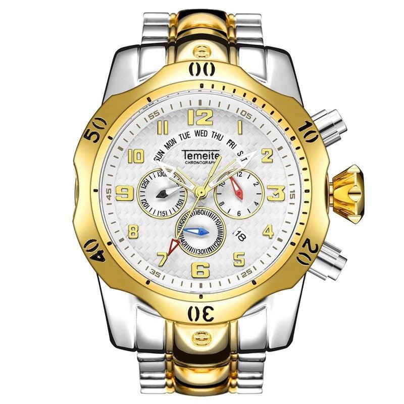 Waterproof quartz watch with large dial - melvincucci