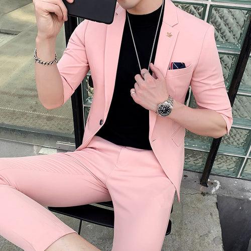 Two-piece Suit With Three-quarter Sleeves And Single Button - melvincucci