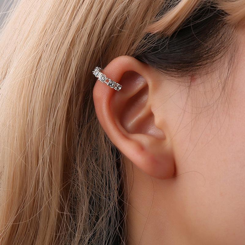 Diamond-studded Non-pierced Ear Clip Ear Buckle Earrings - melvincucci