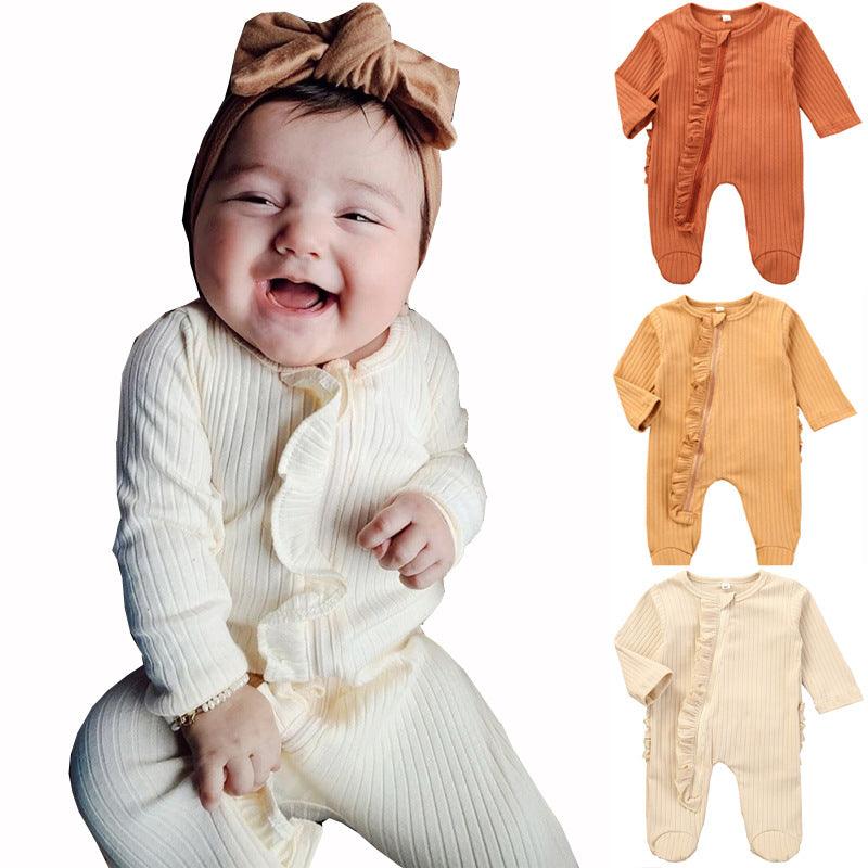 Baby Rompers  Autumn Winter Boys Girls Long Sleeve Jumpsuit Romper Toddler Baby Solid Clothes Bebes Romper - melvincucci