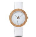 Wood table handmade hot bamboo wood leather belt quartz movement female watch - melvincucci