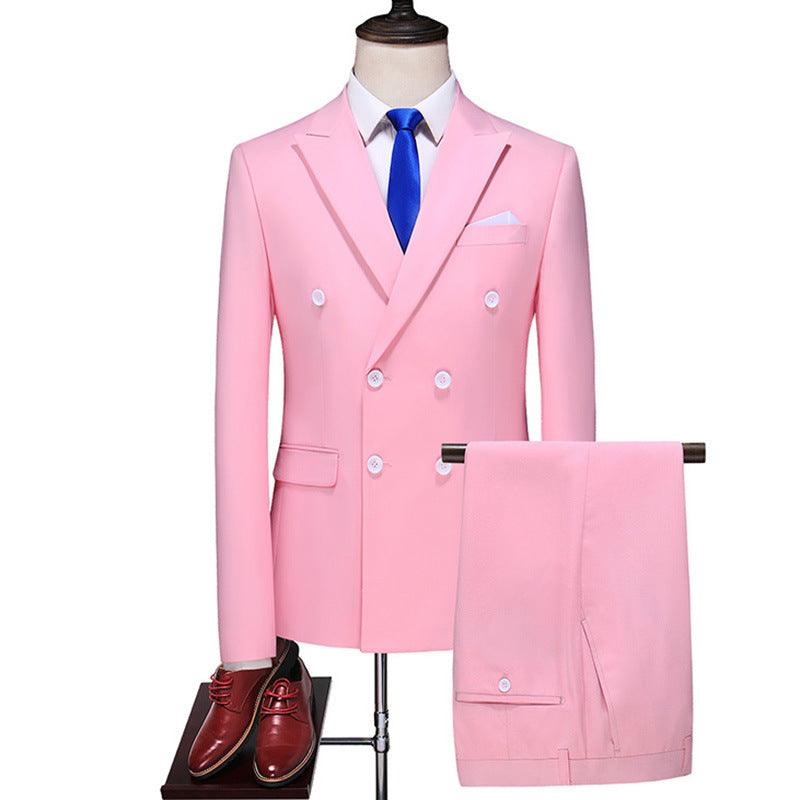 Male Host Two-piece Large Size Solid Color Suit - melvincucci