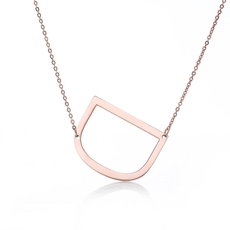 Fabulous Rose Gold Plated Stainless Steel Initial Letter Pendant Necklace - melvincucci