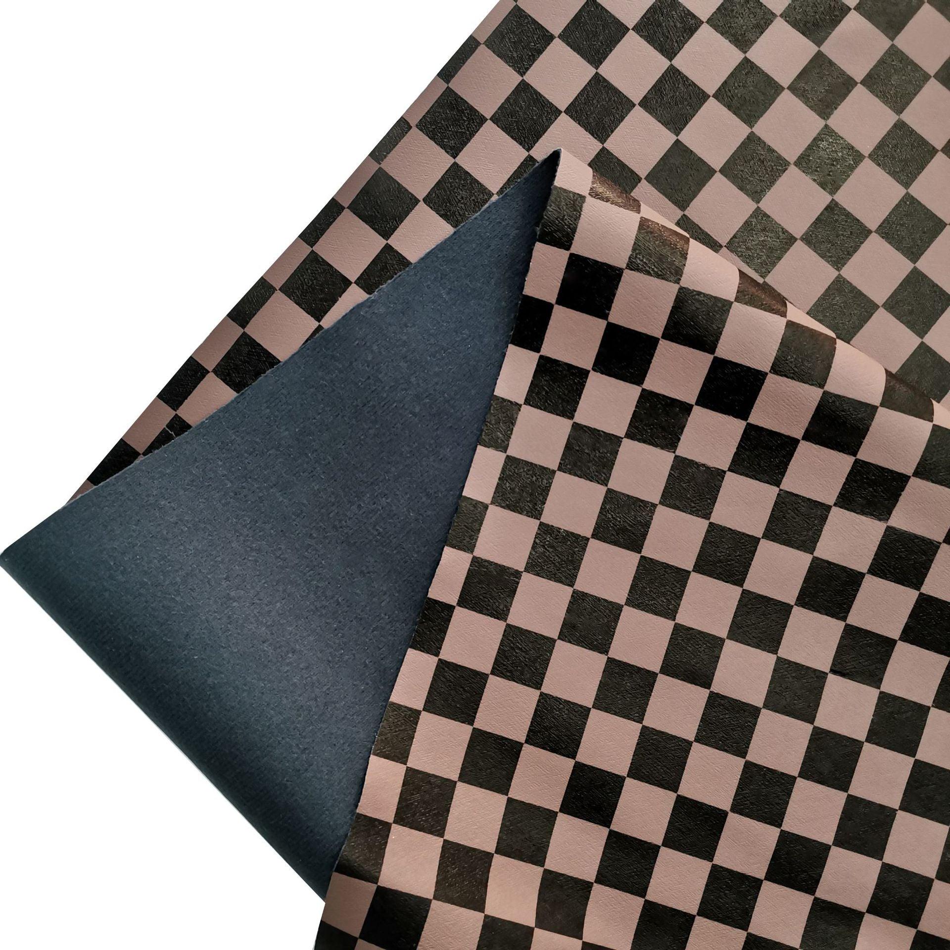Classic Small Checkerboard Printed Leather Fabric - melvincucci