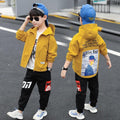 Zipper Shirt Suit Handsome Print Boy Jacket Casual Pants Two-piece Set - melvincucci