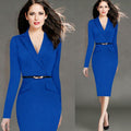 Women Long Sleeved Suit Collar Pencil Skirt - melvincucci
