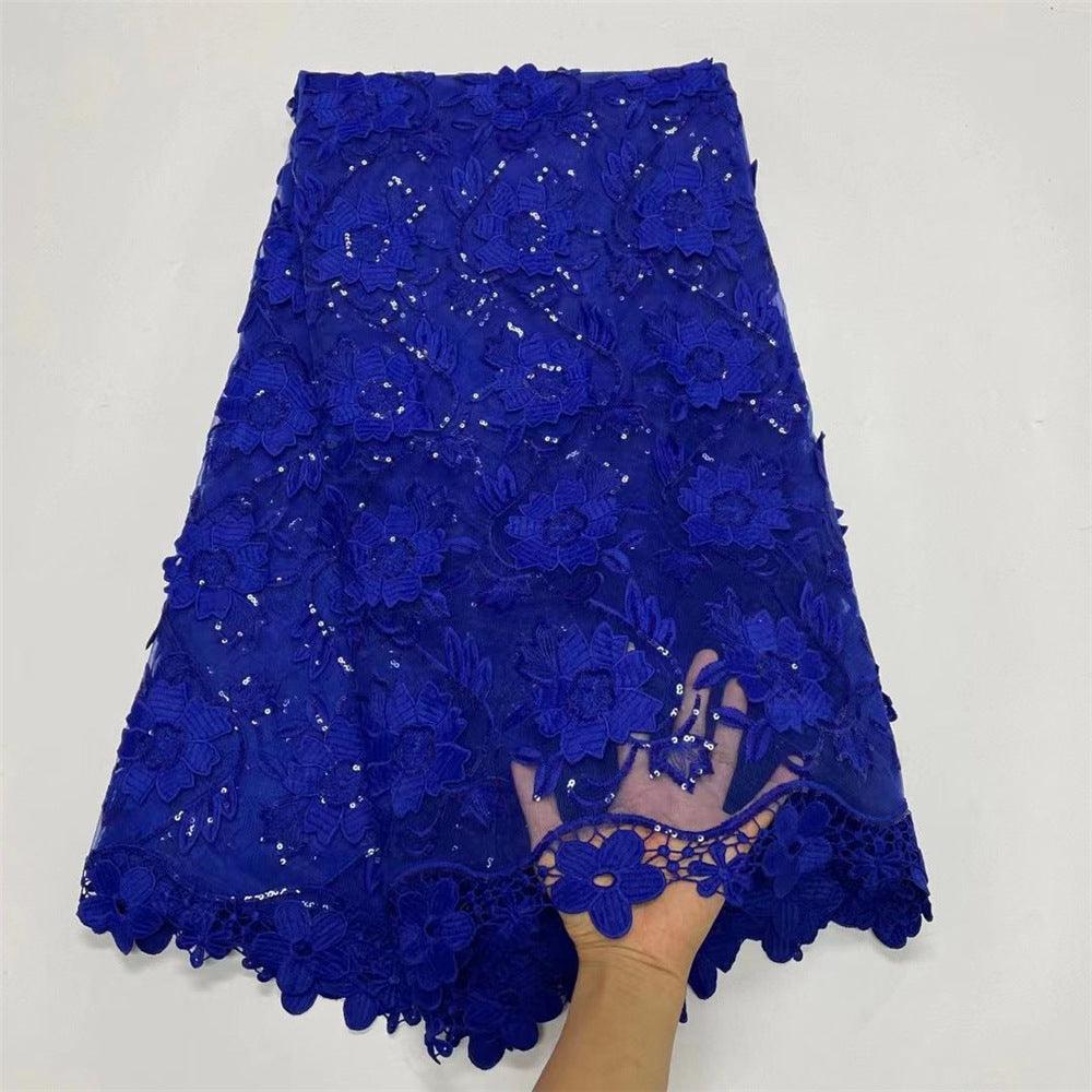 Water Soluble Lace With Sequins Embroidered Flower Texture Mesh Fabric - melvincucci