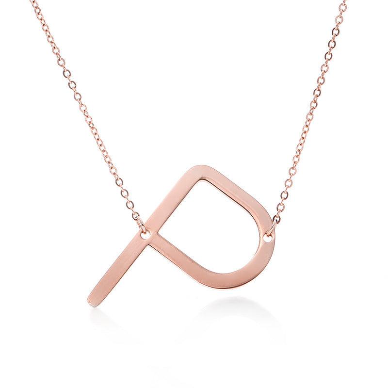 Fabulous Rose Gold Plated Stainless Steel Initial Letter Pendant Necklace - melvincucci