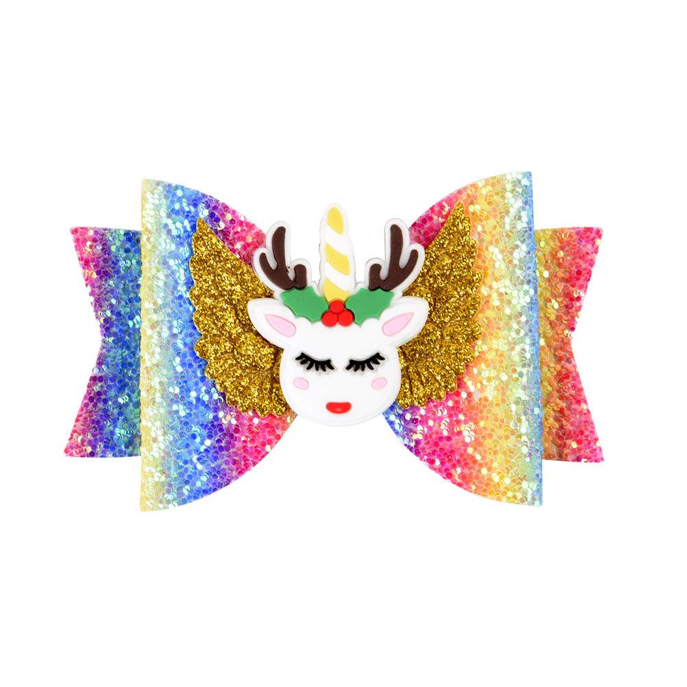 Bright Glitter Children Hair Clips Kids Fairy Bow Princess Hairgrips Flexible Hair Bow Headwear - melvincucci