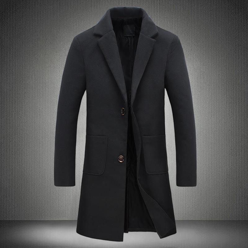 Mid-length Coat Men's Slim Handsome Woolen Coat - melvincucci