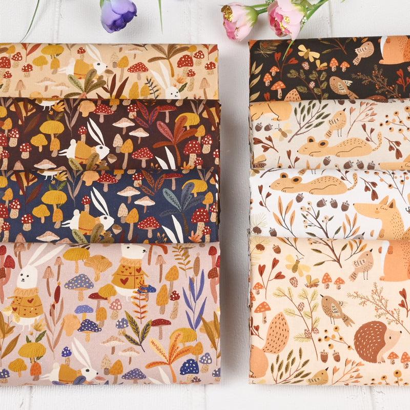 Muslin Bunny Squirrel Print Fabric Cotton Fabric - melvincucci