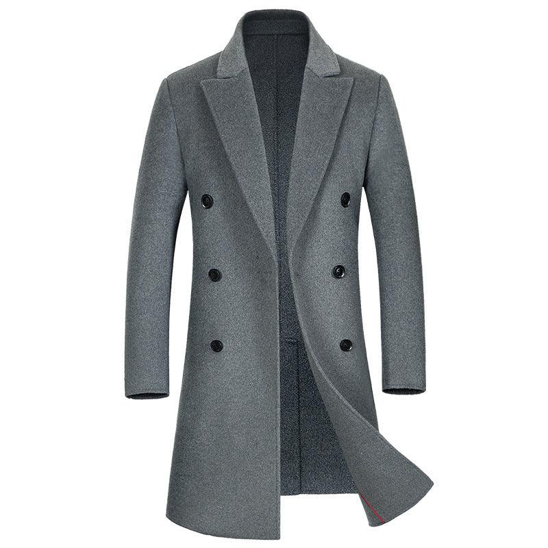 Double-breasted long double-sided woolen coat - melvincucci