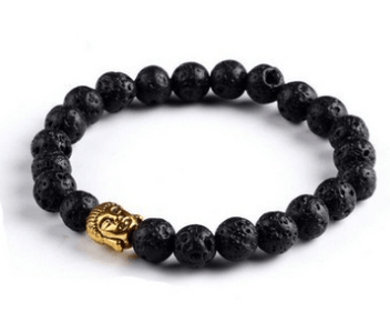 AliExpress explosions Europe and the United States fashion lava rock natural stone Buddha head Golden Buddha men and women bracelet wholesale - melvincucci