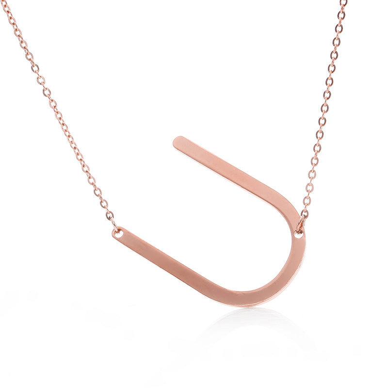 Fabulous Rose Gold Plated Stainless Steel Initial Letter Pendant Necklace - melvincucci