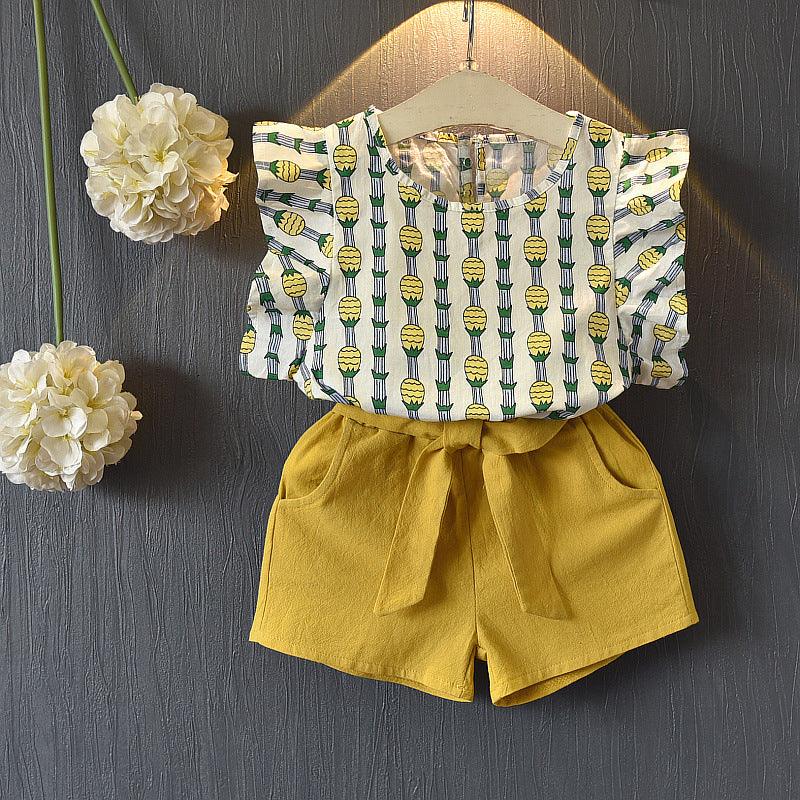 Pineapple Flying Sleeve Shorts Set - melvincucci