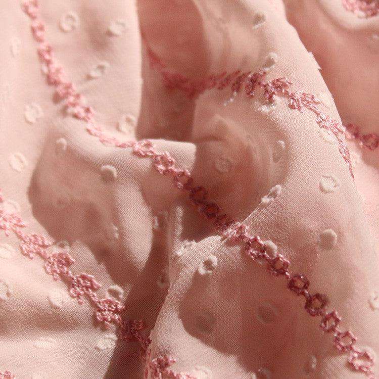 Hanfu Embroidery Flower High-end Chiffon Fabric Dress Clothing - melvincucci