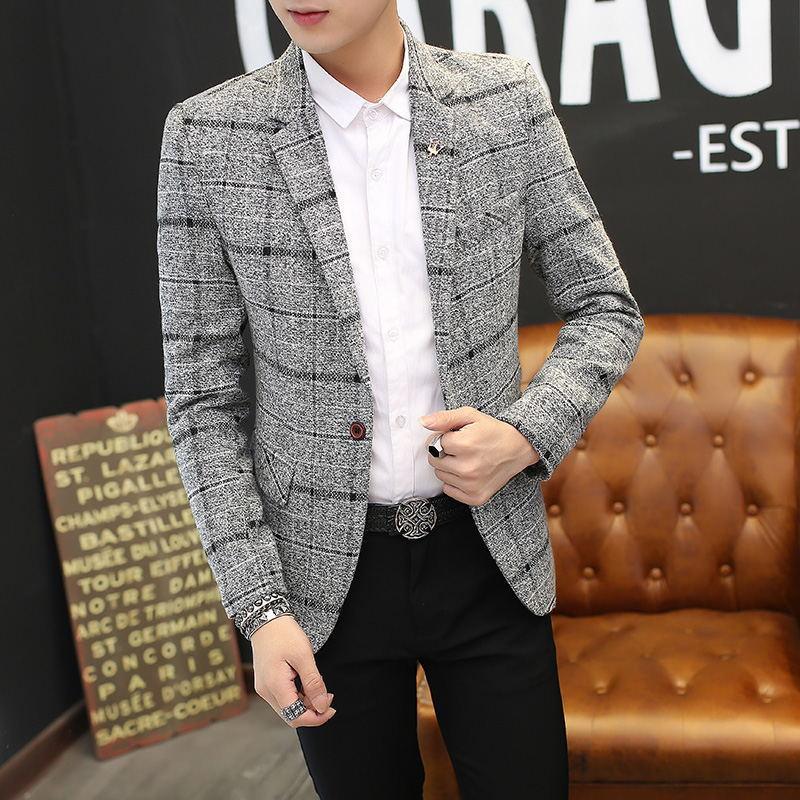 Fashion Slim Plaid Suit Men's Jacket - melvincucci